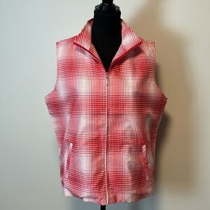 NWT Ashworth Red/White Plaid Golf Vest Sz L